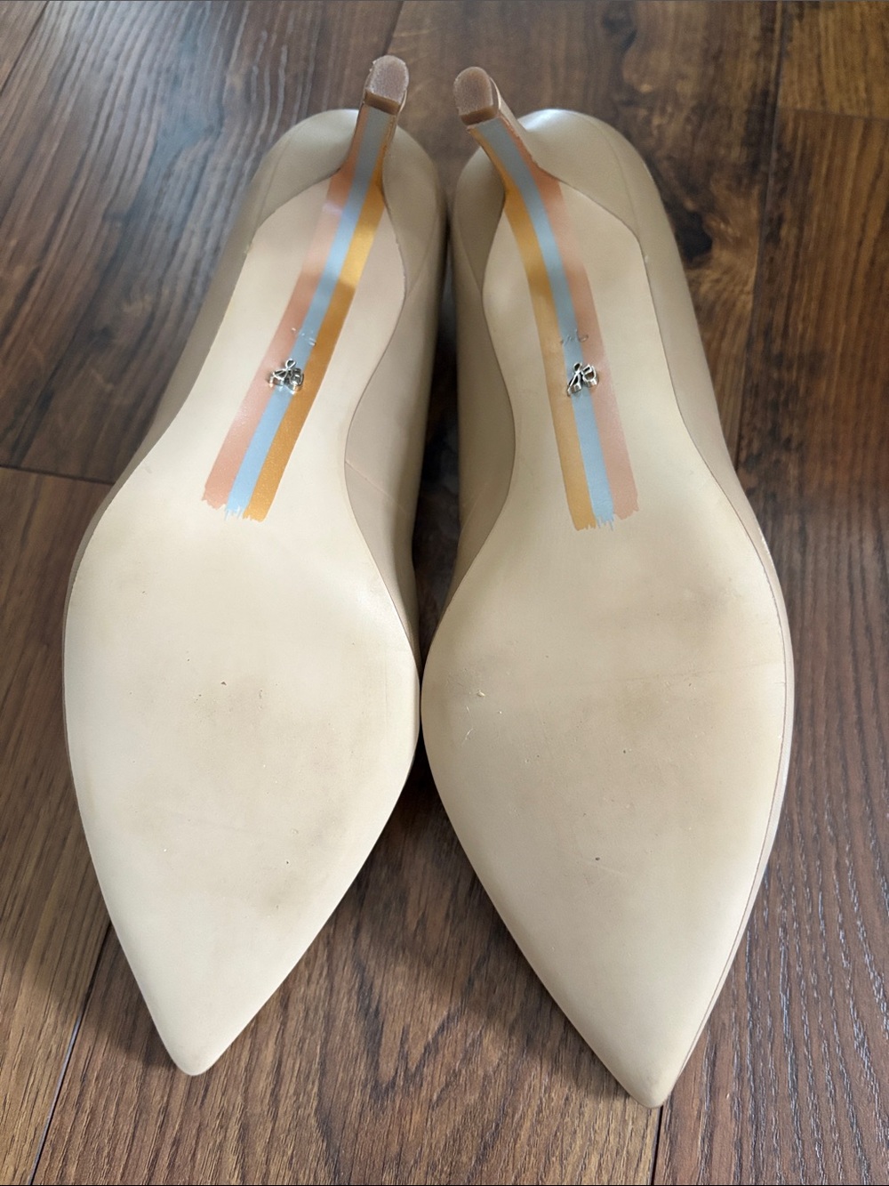 Sam Edelman Beige Pointed-Toe Leather Pumps - Picture 7 of 15